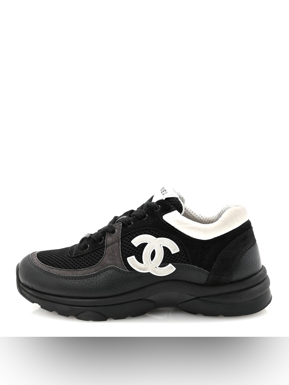 CHANEL Mesh Suede Grained Calfskin Womens CC Sneakers